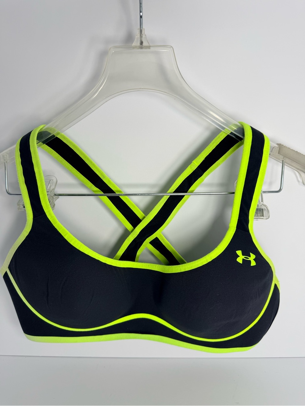 Under Armour Women's Neon Trim Sports Bra - Black/Neon Yellow